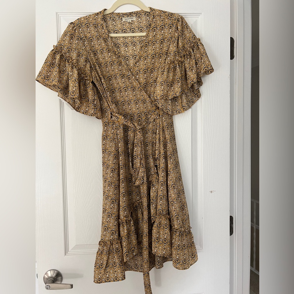 Max Studio Women's Floral High Low Hemline Wrap Dress Small